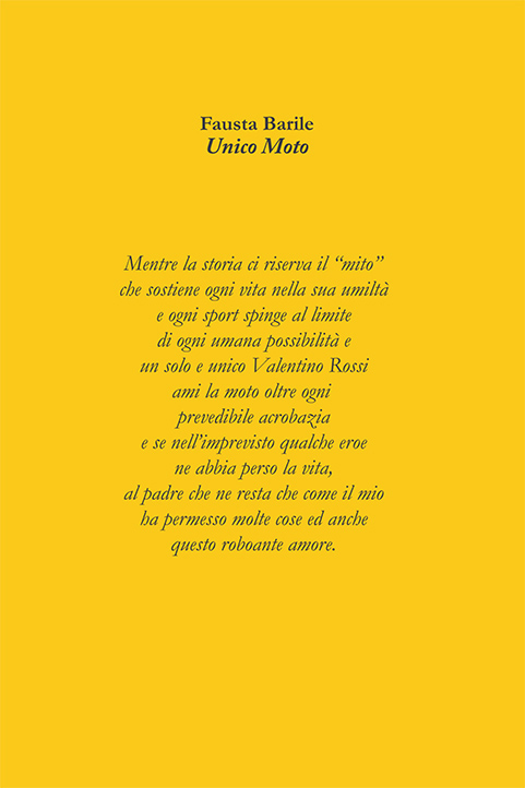 Quarta di copertina di Unico Moto